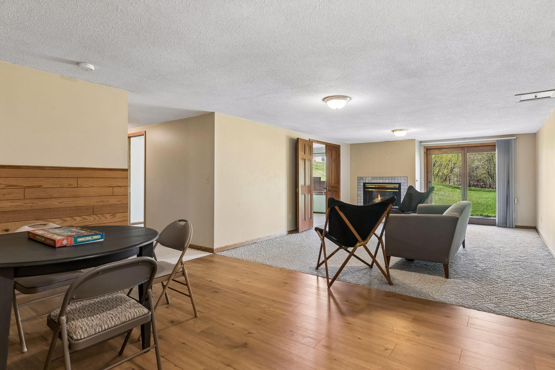 Walk out doors to patio and pond view