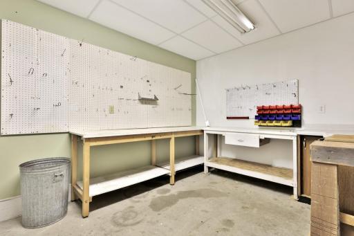 Enclosed workshop in the garage