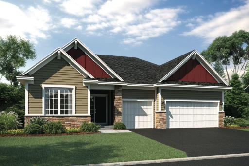 This home offers over 2000 square feet on the main level, three car garage, finished walkout basement and stunning kitchen and owner's suite. Located in the exclusive Legacy Woods Community. (artist rendering)
