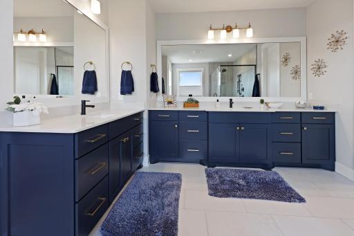 Double vanities, with a surplus of storage