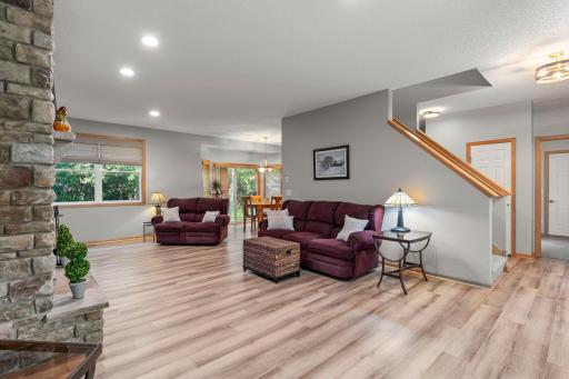 The main level features an open floor plan and 9' ceilings.