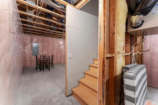 The unfinished basement offers tons of storage space.