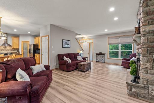 The main level features an open floor plan and 9' ceilings.