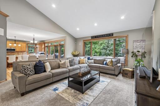 Living Room w/ Vaulted Ceilings and Open concept