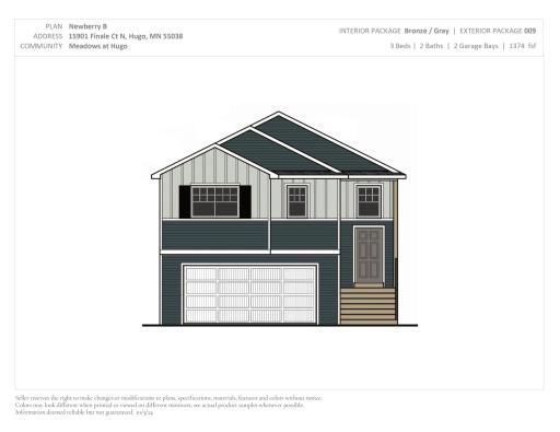 15901 Finale Ct N - Exterior Rendering. Photos and renderings may not depict actual plan, materials, & finishes may vary. All measurements are approximate.