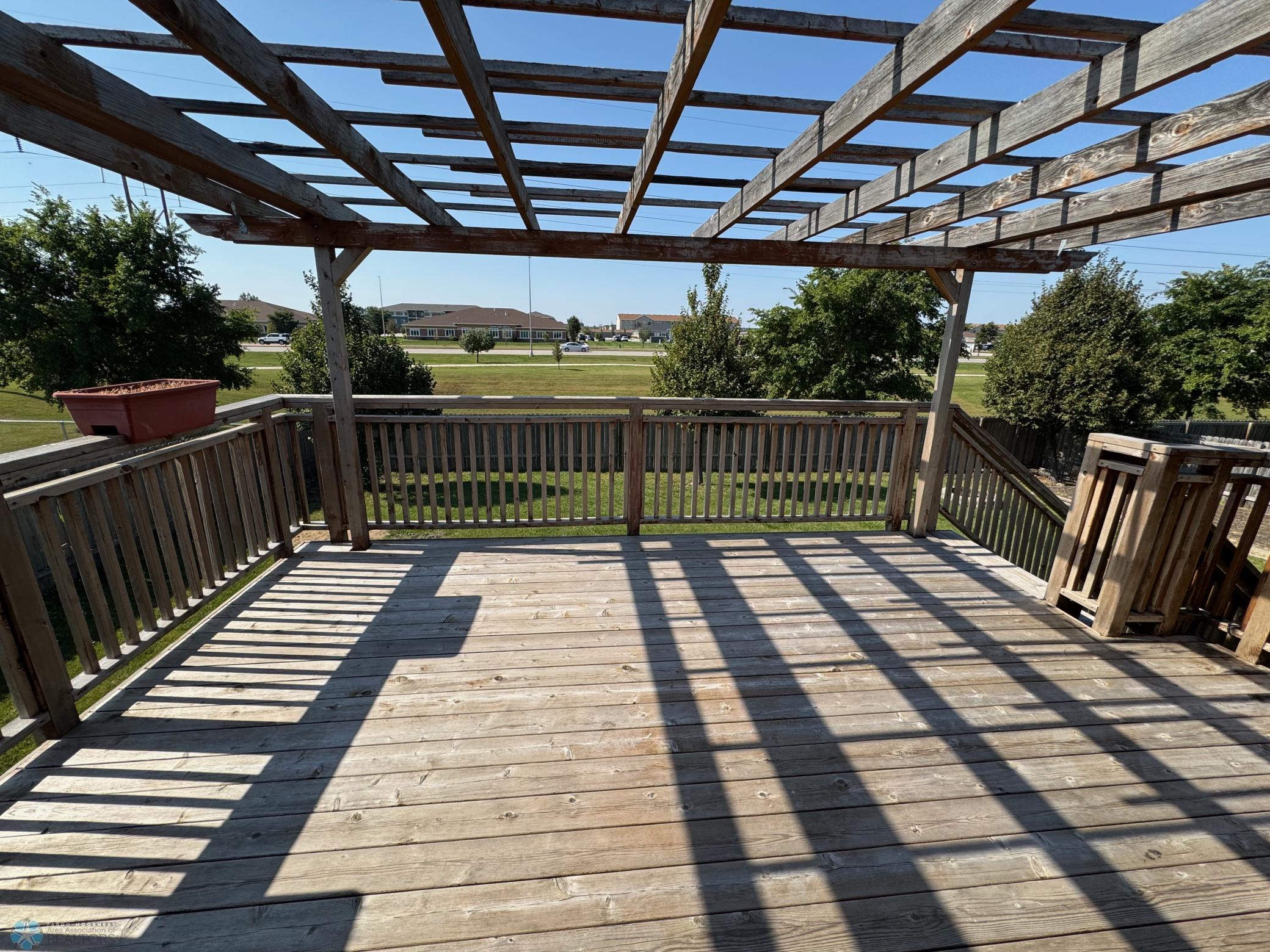 Huge deck with Pergola.
