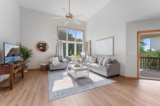 Main level living room - tons of natural light, open vaulted ceilinngs