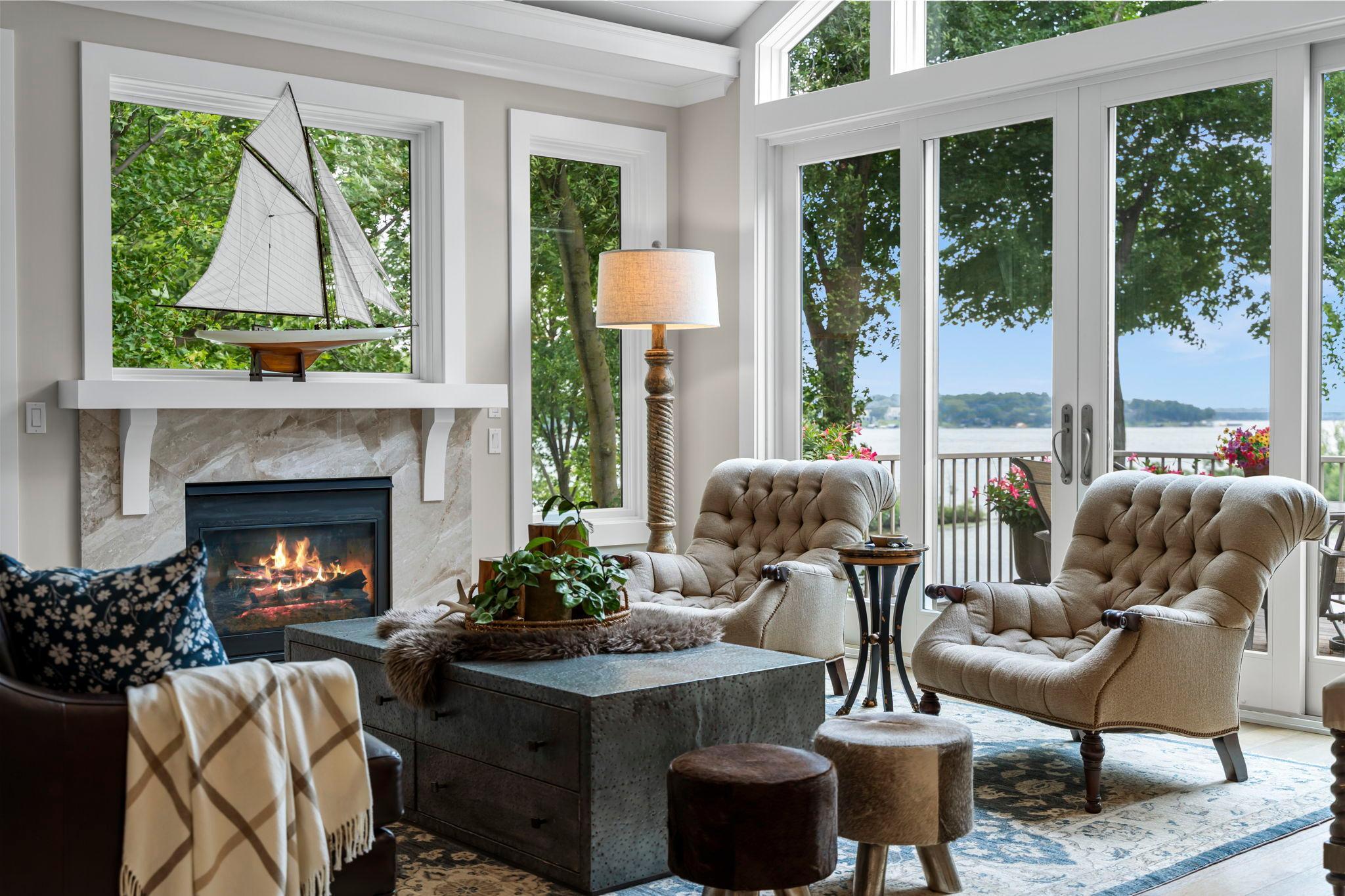 Living room gas fireplace