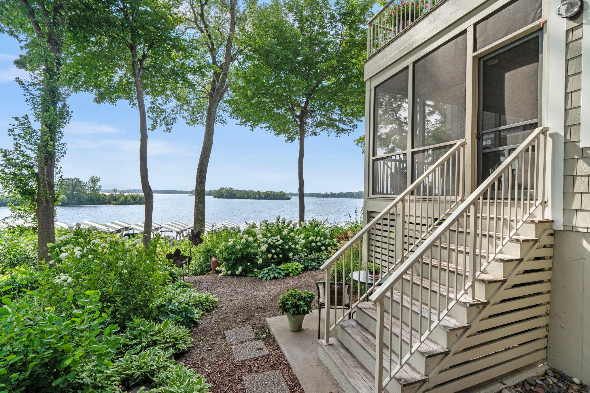 Stair access to backyard from porch