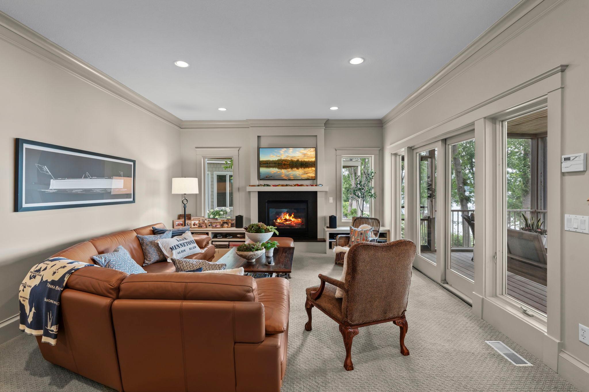 Family room with gas fireplace