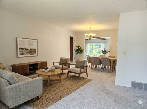 Virtually staged living room/dining room
