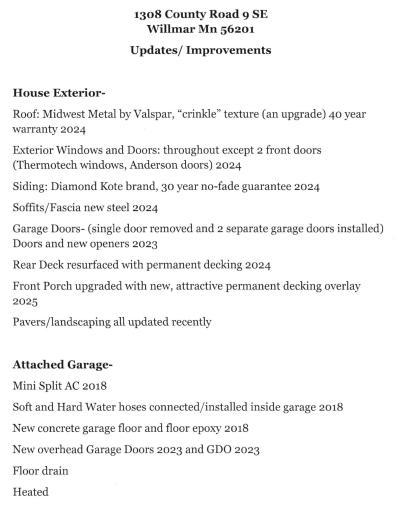 List of recent improvements part 1