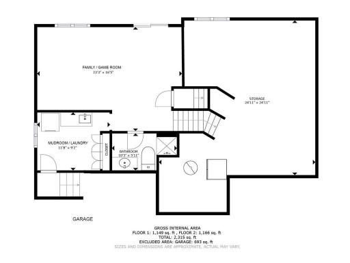 These are your third and fourth levels, notice the large room labeled storage, the egress window is room enough for a large third bedroom