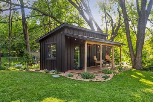 Brand new, versatile and fully equipped, detached studio offers 120 sq ft of functional workspace, plus an 80 sq ft attached storage shed. Currently set up as an office, the space features heating, air conditioning, and electricity.