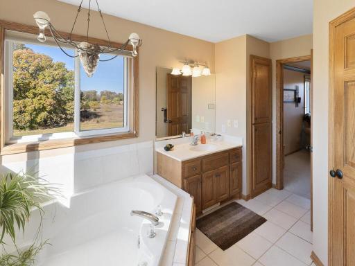 Private full bath - corner soaking tub, separate shower, private lav room, ceramic floor