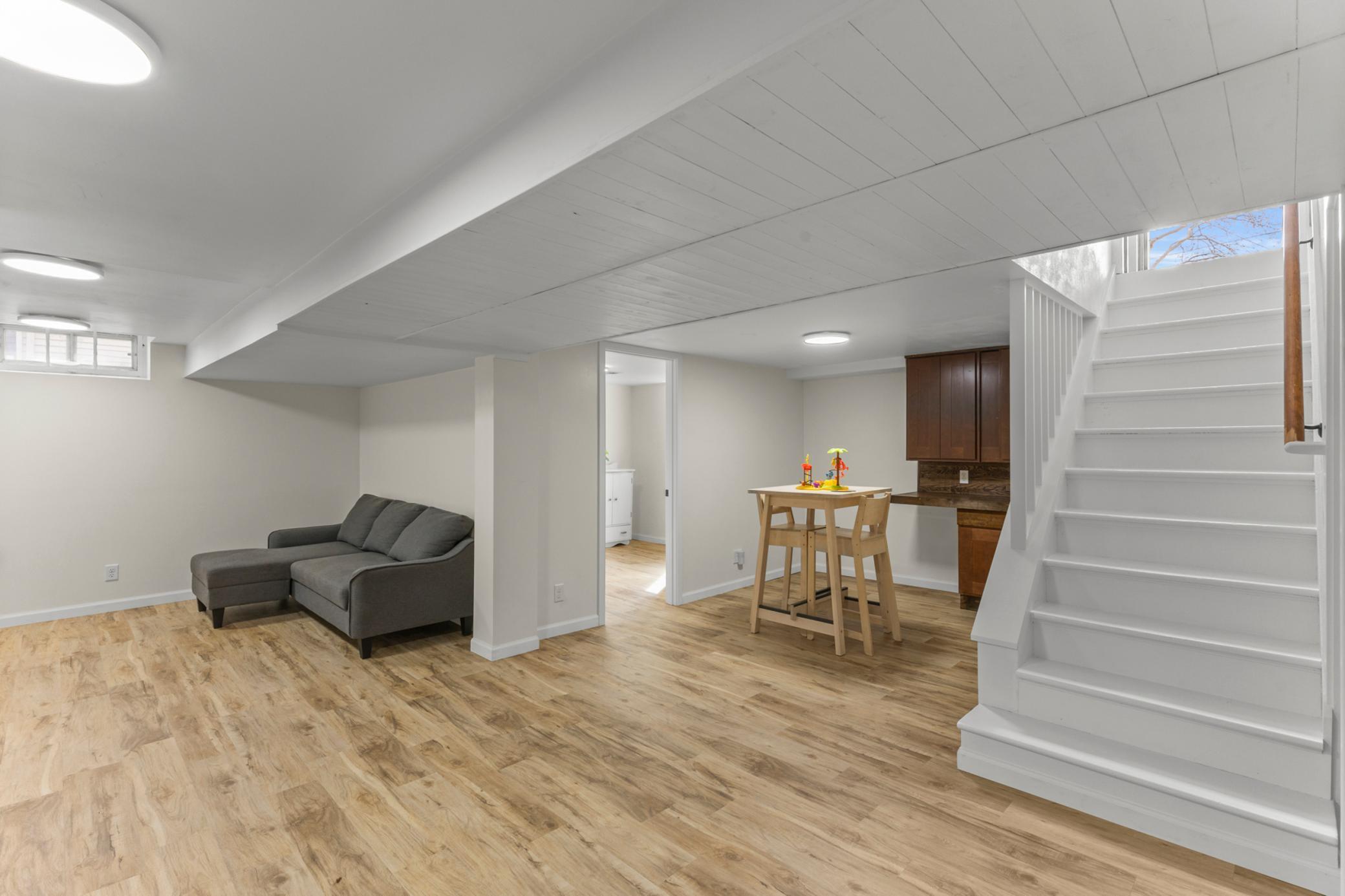 Newly finished lower level.