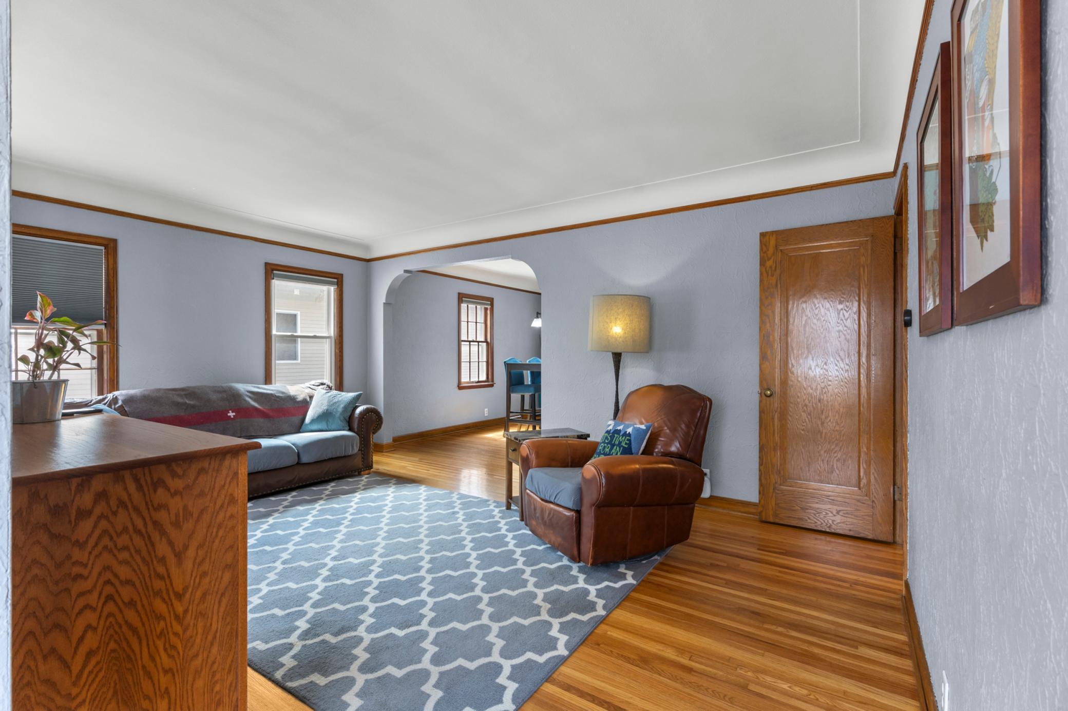 Entering the living room & dining room beyond.