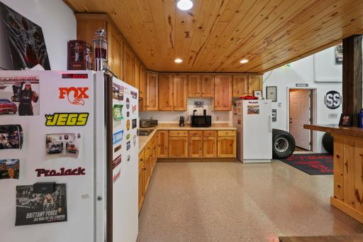 Beautiful wood cabinets with tongue and groove accent
