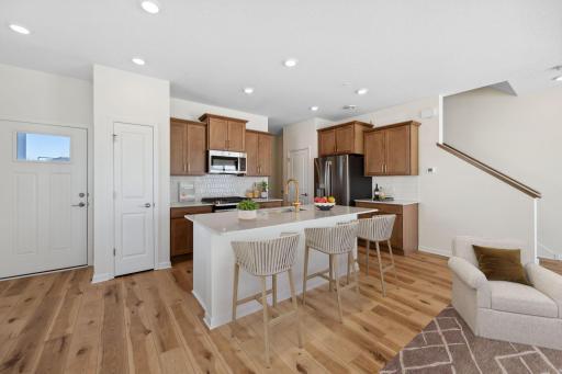 Pic for illustrative purposes. Actual has cashew cabinetry and black hardware/fixtures. Virtual staged.