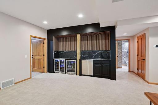 Wet bar complete with beverage and wine cooler