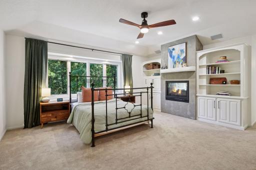 Bright and charming bedroom with gas fireplace