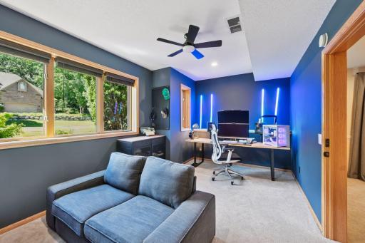 Lower level fifth bedroom could double as an office