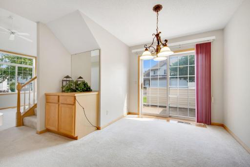 Large dining area with corner cabinet and buffet