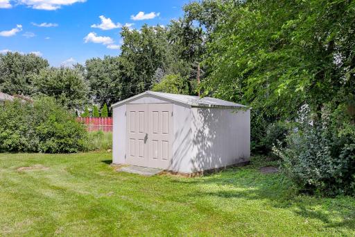 The 12x14 shed provides convenient, supplemental storage.