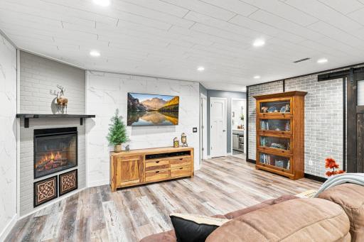 Downstairs Living Room with Electric Fireplace