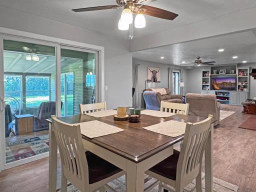 Dining area flows to porch or living area