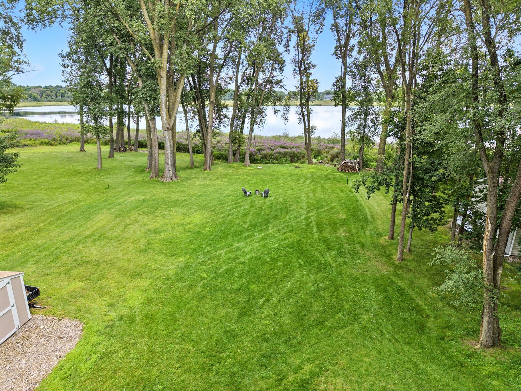 Aerial view of backyard