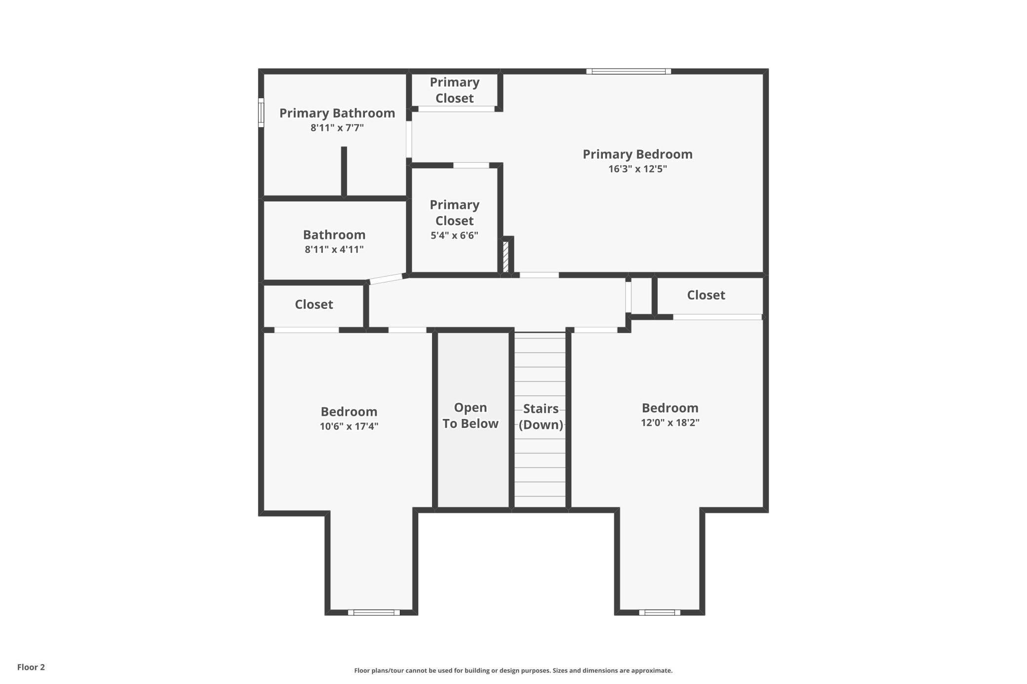 Upper level floor plan