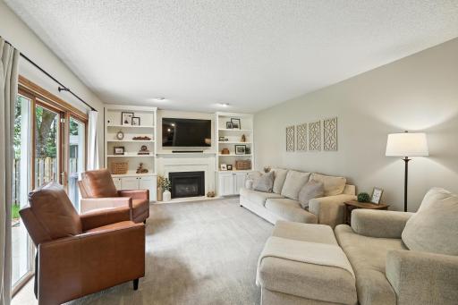Lovely family room area with gas fireplace