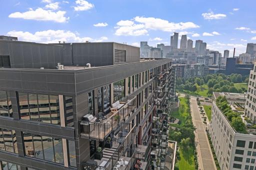Ample seating space on this top floor patio.