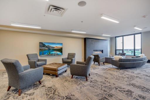 The community room can be reserved by residents and can hold large amounts of guests.