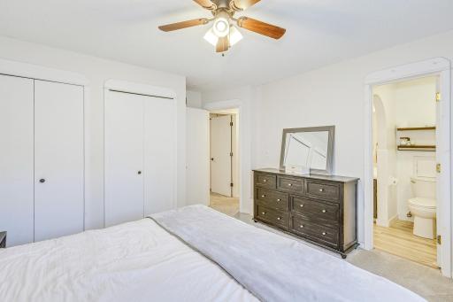 Primary has large double closet and adjoins the full bathroom.