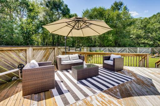 Large 60'x35' deck provides lots of areas to lounge.