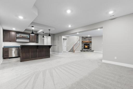 Stylish full bar with seating, ideal for gatherings