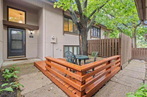 Shaded and private front courtyard, perfect for relaxing or creating your own garden.