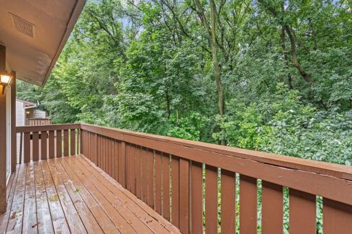 Enjoy peaceful wooded privacy from your deck.