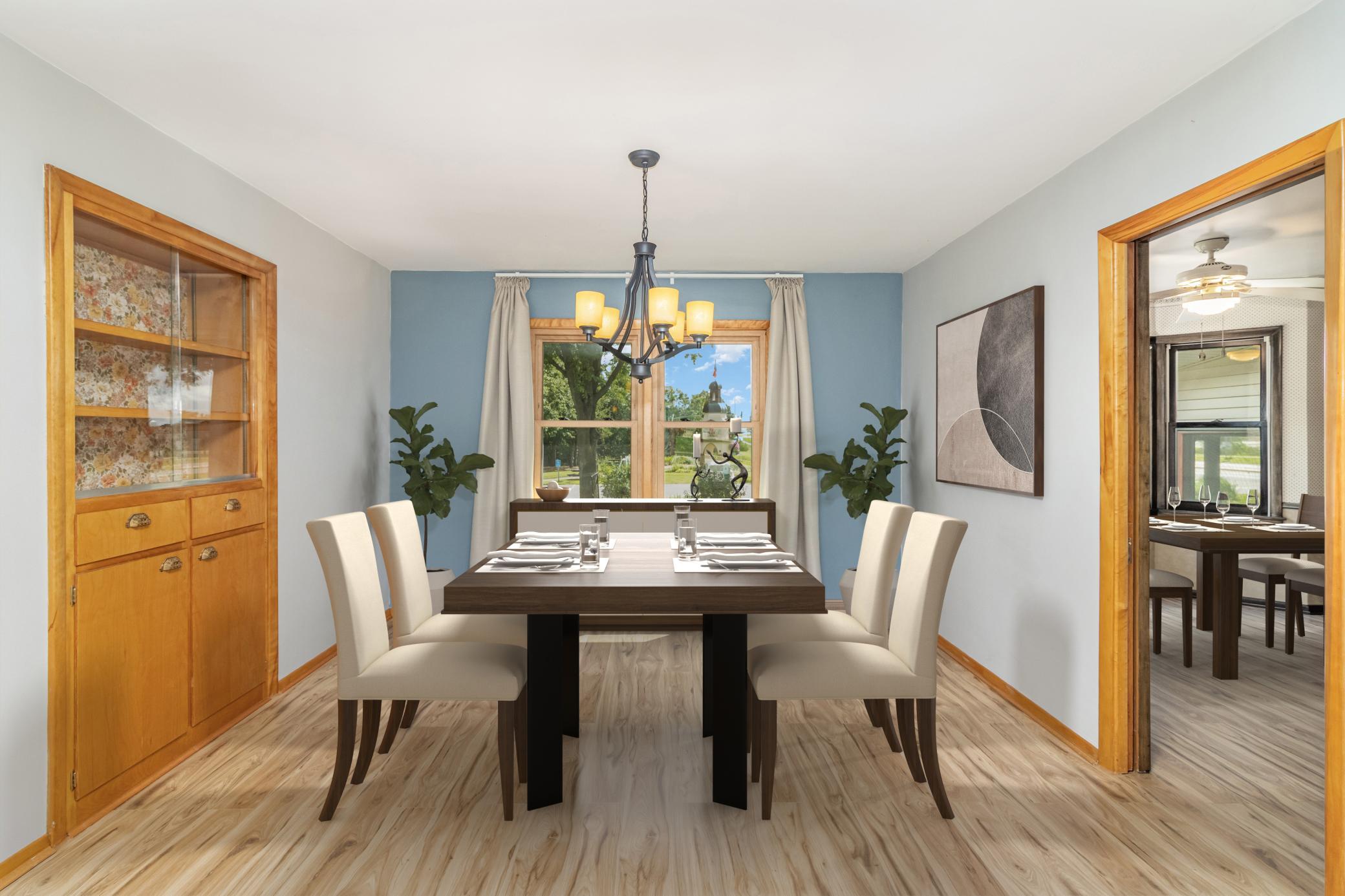Virtually staged dining area.