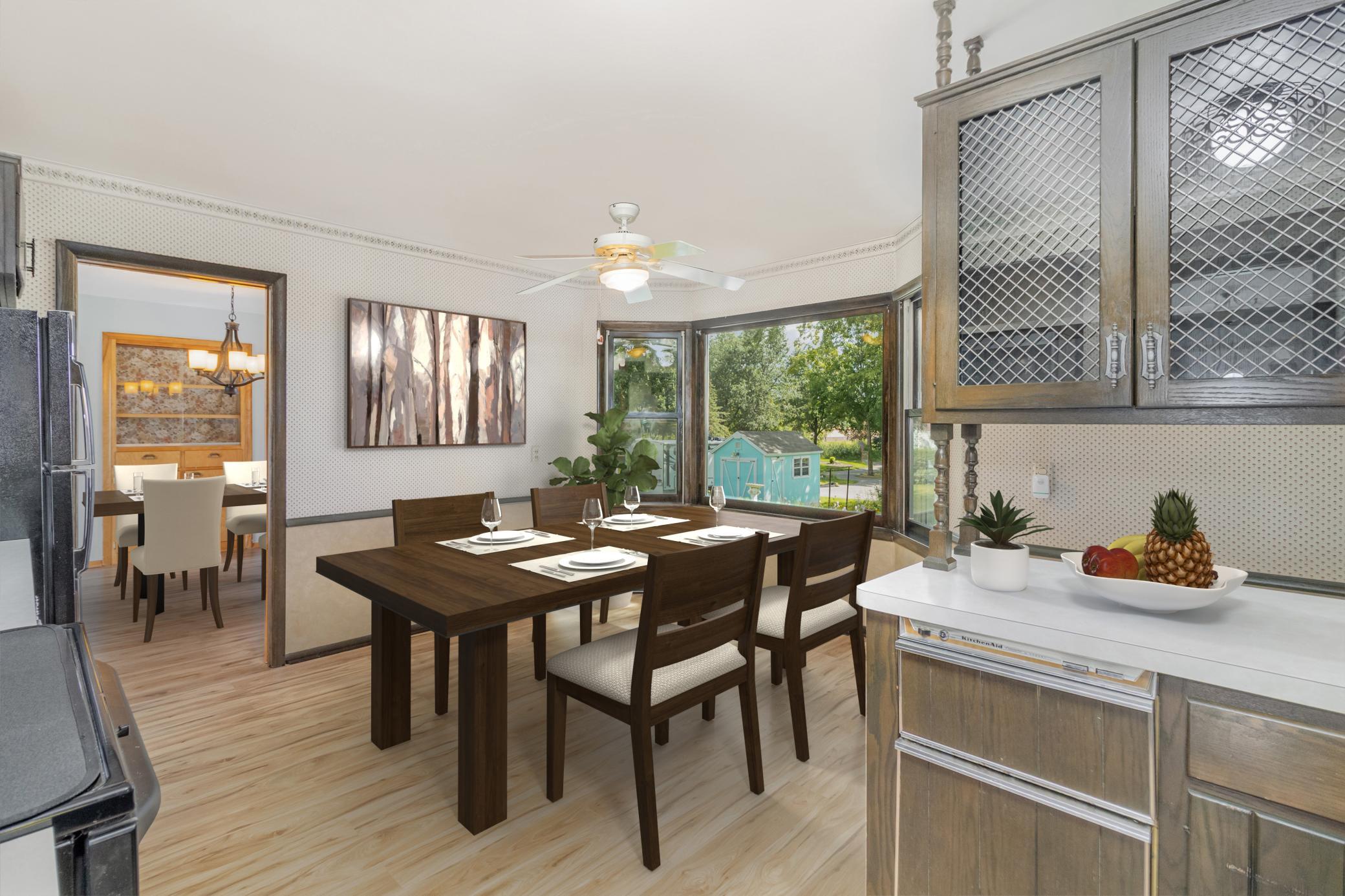Virtually staged dinette.