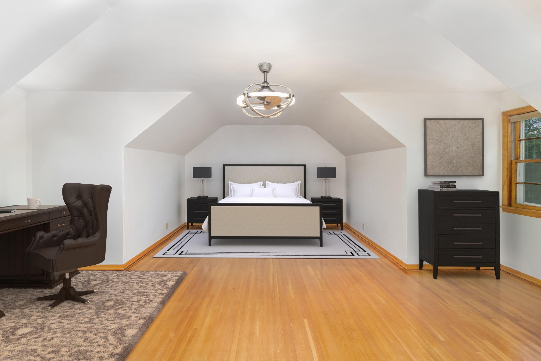 3rd bedroom is 18 x 16 w/dormers is virtually staged.