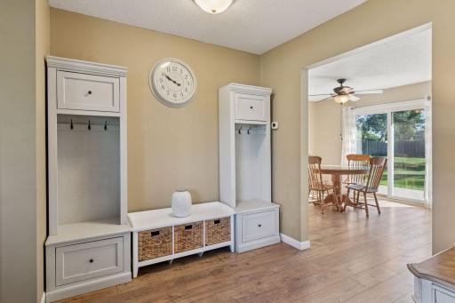 Besides the coat closet, a convenient nook perfect for personal belongings upon entry.