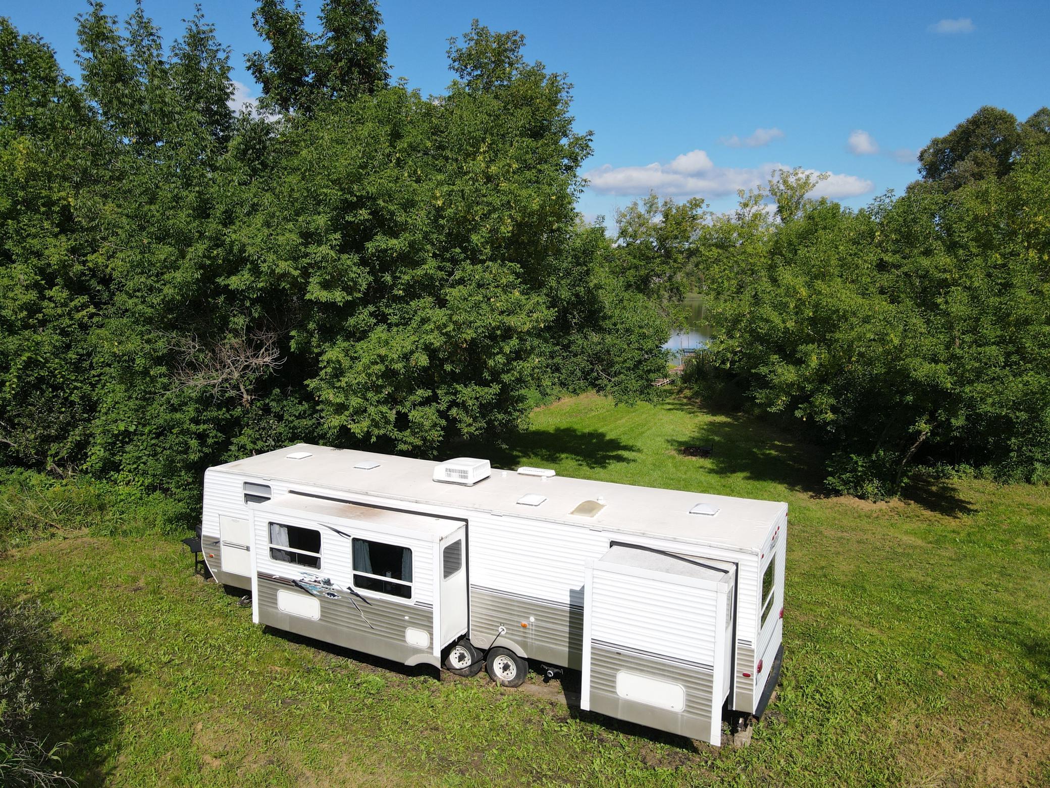 Camper overlooks the lake