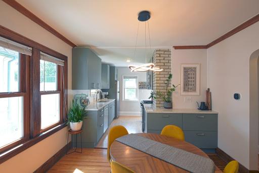 Living room, dining room and kitchen are all connected.