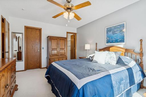 Private 3/4 bath and walk in closet in spacious primary bedroom