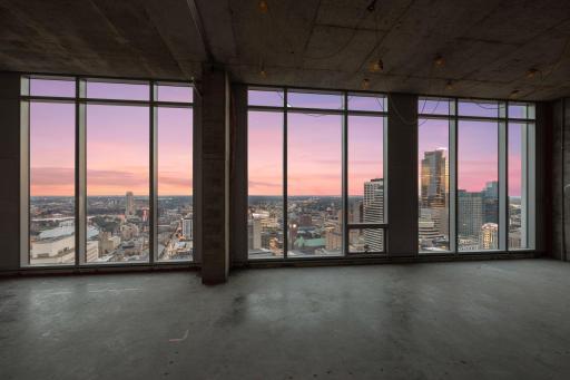 Penthouse sold as raw unbuilt space w/18' ceilings & panoramic views.