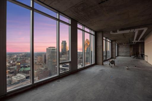 Penthouse sold as raw unbuilt space w/18' ceilings & panoramic views.