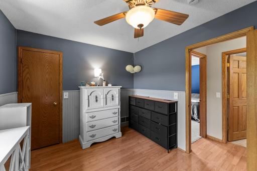 The upper level includes two large bedrooms.